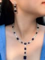 thumb Brass Cubic Zirconia  Luxury Geometric Earring and Necklace Set 1