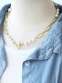 thumb Brass Imitation Pearl Geometric Hip Hop Hollow Chain Necklace 1