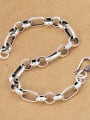 thumb Vintage Sterling Silver With White Gold Plated Simplistic Geometric Bracelets 2