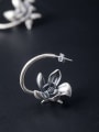 thumb 925 Sterling Silver Flower Vintage Hook Earring 1