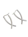 thumb 925 Sterling Silver Smooth Cross Minimalist Drop Earring 4