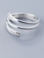 thumb 925 Sterling Silver  Minimalist Three-layer line  Free Size Ring 1