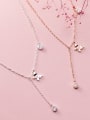 thumb 925 Sterling Silver Water Drop Minimalist Lariat Necklace 0