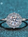thumb Sterling Silver Moissanite Flower Dainty Solitaire Engagement Rings 2