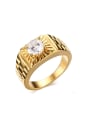 thumb Stainless steel Cubic Zirconia Geometric Vintage Band Ring 0