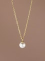 thumb 925 Sterling Silver Imitation Pearl Round  Ball Minimalist Necklace 0