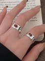 thumb 925 Sterling Silver Natural Stone Geometric Vintage Band Ring 1