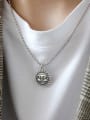 thumb S925 Sterling Silver retro portrait coin geometric round brand round bead necklace 3