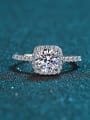 thumb Sterling Silver Moissanite White Square Dainty Engagement Rings 2