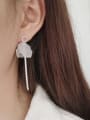 thumb 925 Sterling Silver White Acrylic Geometric Minimalist Threader Earring 0
