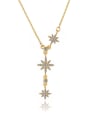 thumb Brass Cubic Zirconia Star Dainty Lariat Necklace 0