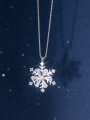 thumb 925 Sterling Silver Cubic Zirconia  Minimalist Snowflake Pendant Necklace 2