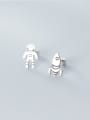thumb 925 Sterling Silver  Cute Robot Stud Earring 0