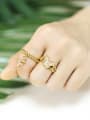 thumb Brass Cubic Zirconia Letter Trend Band Ring 2