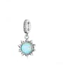 thumb 925 Sterling Silver Synthetic Opal Dainty Sun Pendant 0
