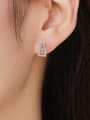 thumb 925 Sterling Silver Cubic Zirconia Geometric Classic Drop Earring 1
