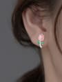 thumb 925 Sterling Silver Enamel Flower Cute Stud Earring 1