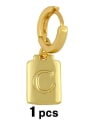 thumb Brass  Minimalist Simple Square Glossy 26 Letter Huggie Earring(single) 3