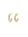 thumb Brass Cubic Zirconia Heart Minimalist Stud Earring 0