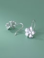 thumb 925 Sterling Silver Flower Minimalist Hook Earring 2