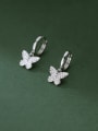 thumb 925 Sterling Silver Cubic Zirconia Butterfly Dainty Huggie Earring 2