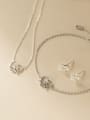 thumb 925 Sterling Silver Cubic Zirconia Minimalist Heart Earring and Necklace Set 1