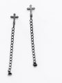 thumb 925 Sterling Silver Cross Vintage Threader Earring 1