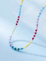 thumb 925 Sterling Silver Bead Multi Color Round Minimalist Necklace 2