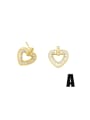 thumb Brass Cubic Zirconia Heart Vintage C Shape Stud Earring 2