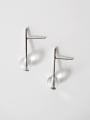 thumb 925 Sterling Silver Glass Bead Ball Minimalist Drop Earring 0