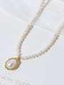 thumb Brass Freshwater Pearl Round Minimalist Necklace 3