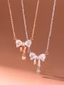 thumb 925 Sterling Silver Cubic Zirconia Bowknot Dainty Necklace 0