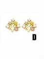 thumb Brass Cubic Zirconia Crown Vintage Stud Earring 4
