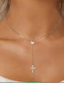 thumb 925 Sterling Silver Cross Minimalist Lariat Necklace 1