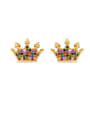thumb Brass Cubic Zirconia Crown Ethnic Stud Earring 2