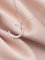 thumb 925 Sterling Silver Smooth Moon Minimalist Necklace 2