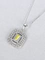 thumb 925 Sterling Silver Cubic Zirconia Luxury square pendant Necklace 3
