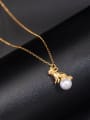 thumb 925 Sterling Silver Imitation Pearl Cat Cute Necklace 1