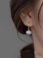thumb 925 Sterling Silver Freshwater Pearl Geometric Minimalist Huggie Earring 1