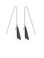 thumb 925 Sterling Silver  Minimalist Black Smooth Triangle Threader Earring 0