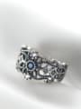 thumb 925 Sterling Silver Rhinestone Hollow  Flower Vintage Band Ring 1