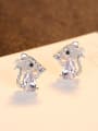 thumb 925 Sterling Silver Cubic Zirconia Mouse Cute Stud Earring 3