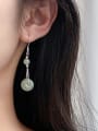 thumb 925 Sterling Silver Jade Geometric Vintage Hook Earring 1