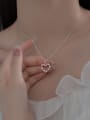 thumb 925 Sterling Silver Cubic Zirconia Hollow Heart Minimalist Necklace 1
