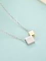 thumb 925 sterling silver simple Square Pendant Necklace 3