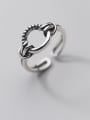 thumb 925 Sterling Silver Hollow Round Hip Hop Band Ring 0