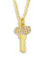 thumb Brass Cubic Zirconia Key Hip Hop Necklace 0