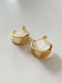 thumb 925 Sterling Silver Irregular Minimalist  Gold Wide Face Drop Earring 0