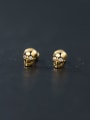 thumb 925 Sterling Silver Skull Vintage Stud Earring 2