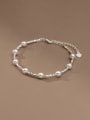thumb 925 Sterling Silver Imitation Pearl Geometric Minimalist Beaded Bracelet 0